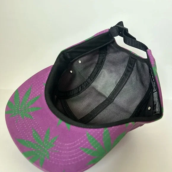 HUF Purple Cap with Green Leaf Design - Picture 3 of 3